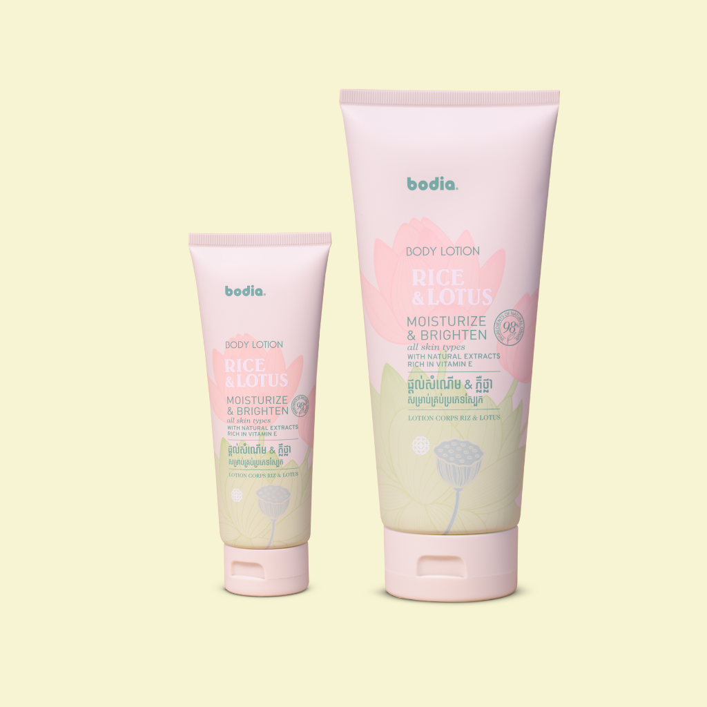 After using the Rice & Lotus - Body Lotion, the skin is moisturized, refreshed and light like morning dew. The skin’s appearance is brighter and softer.