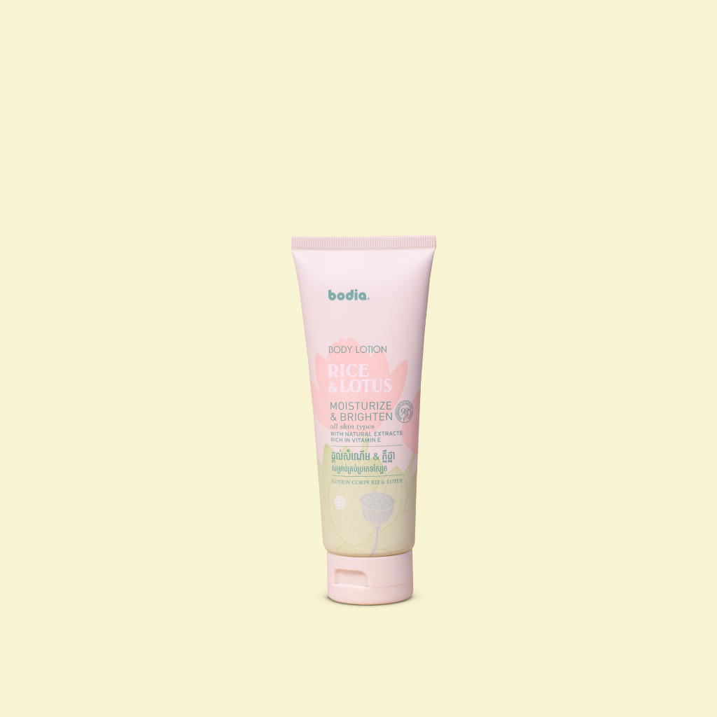 120ml Bodia Body Lotion - After using the Rice &amp; Lotus - Body Lotion, the skin is moisturized, refreshed and light like morning dew. The skin’s appearance is brighter and softer.