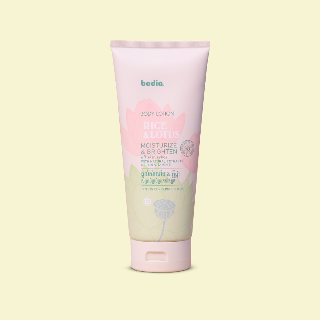 320ml Bodia Body Lotion - After using the Rice &amp; Lotus - Body Lotion, the skin is moisturized, refreshed and light like morning dew. The skin’s appearance is brighter and softer.